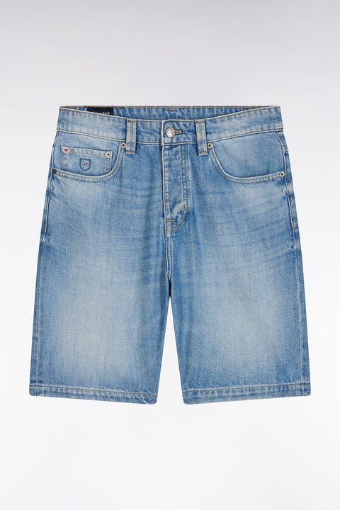 Bermuda 5 poches en denim bleu délavage stone bleach coupe Regular - Image 2