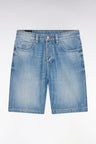 Bermuda 5 poches en denim bleu délavage stone bleach coupe Regular