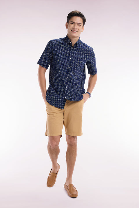 Bermuda chino en coton stretch camel coupe droite - Image 3