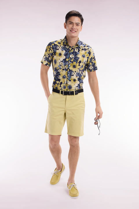 Bermuda chino en coton stretch ivoire coupe droite - Image 3