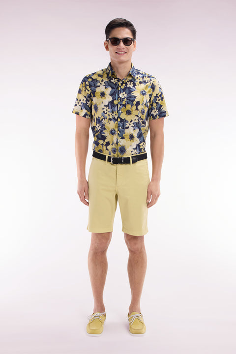 Bermuda chino en coton stretch ivoire coupe droite - Image 1