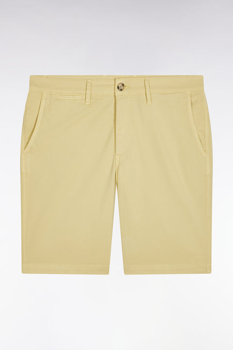 Bermuda chino en coton stretch ivoire coupe droite - Image 2
