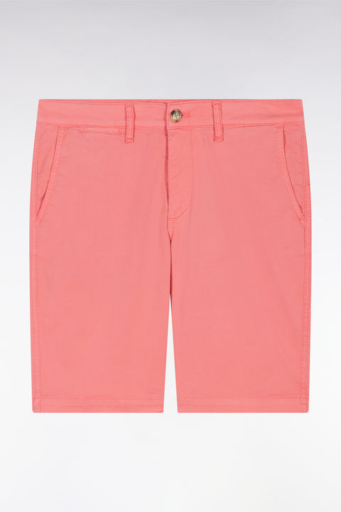 Bermuda chino en coton stretch rose saumon coupe droite - Image 1