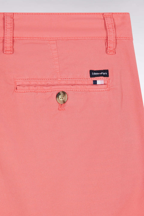 Bermuda chino en coton stretch rose saumon coupe droite - Image 2