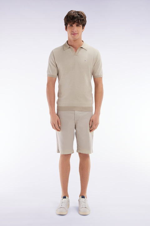 Bermuda en lyocell et coton stretch beige coupe droite - Image 1