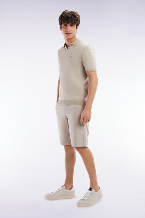 Bermuda en lyocell et coton stretch beige coupe droite - Image 2