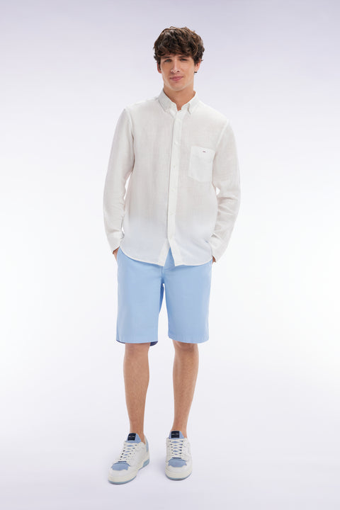 Bermuda en lyocell et coton stretch gris clair coupe droite - Image 3