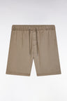 Bermuda à taille élastiquée en lyocell et coton stretch sable