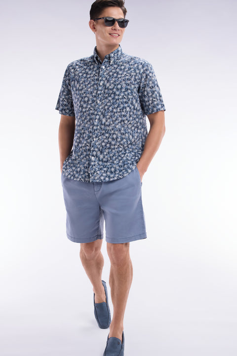Bermuda à taille élastiquée en lyocell et coton stretch gris - Image 3