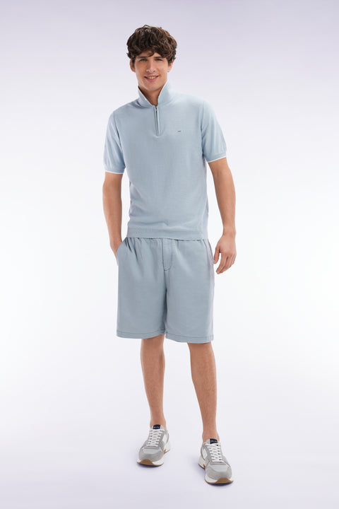 Bermuda à taille élastiquée en lyocell et coton stretch gris moyen - Image 3