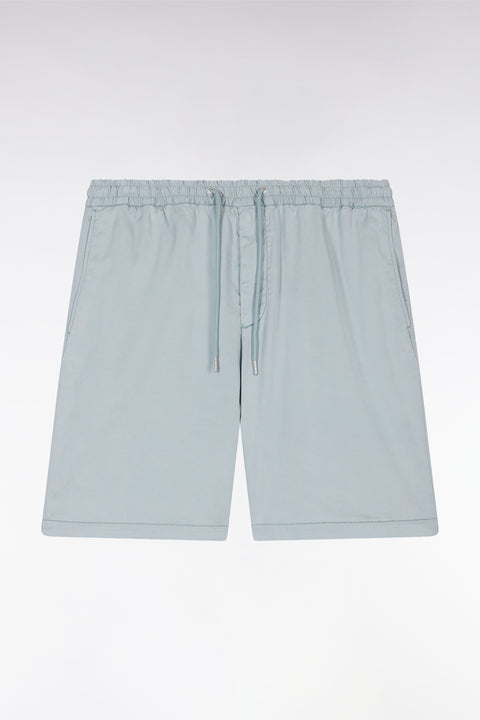Bermuda à taille élastiquée en lyocell et coton stretch gris moyen - Image 2