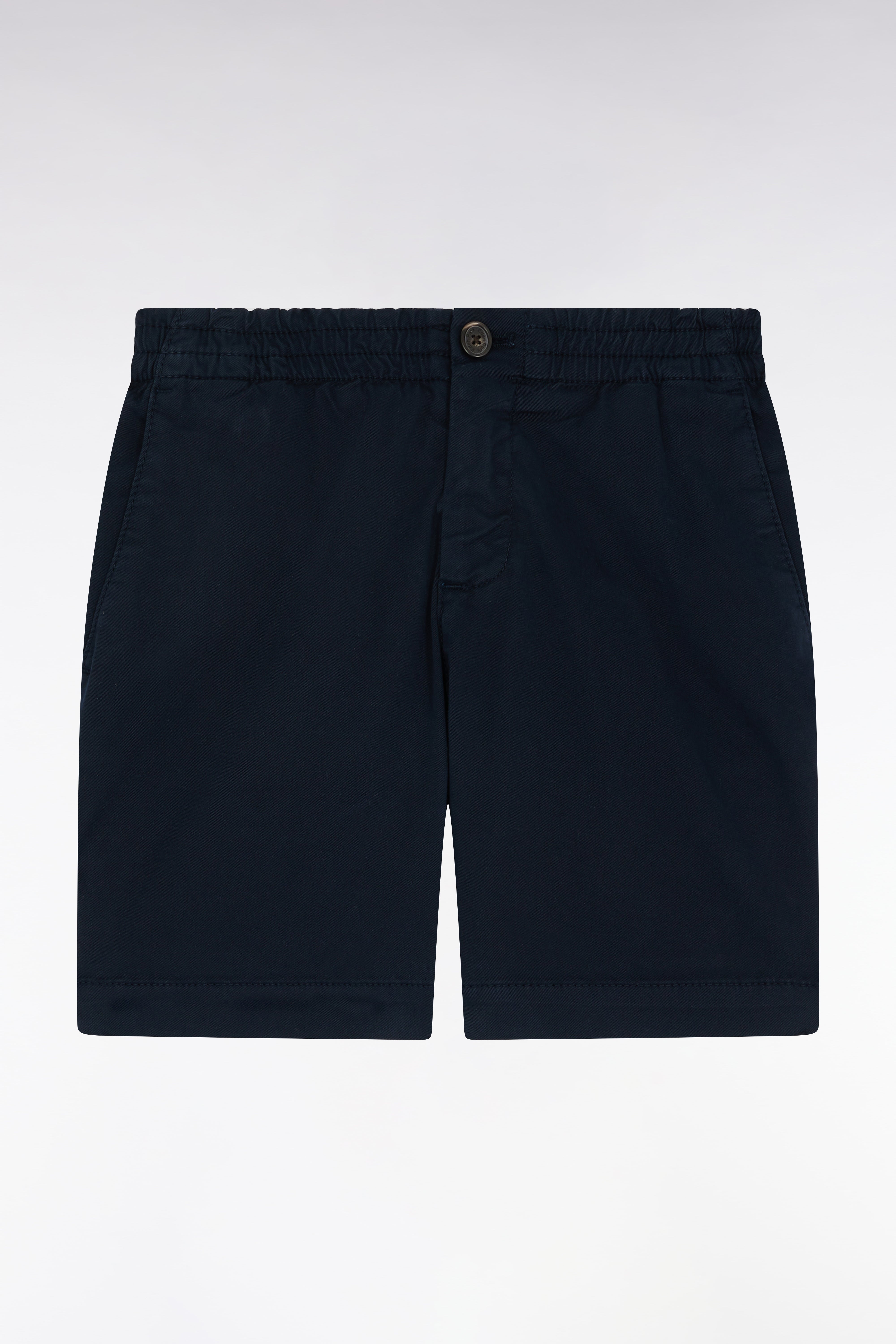 Bermudashorts aus Baumwolle stretch elastischer Bund Marineblau gerade Passform