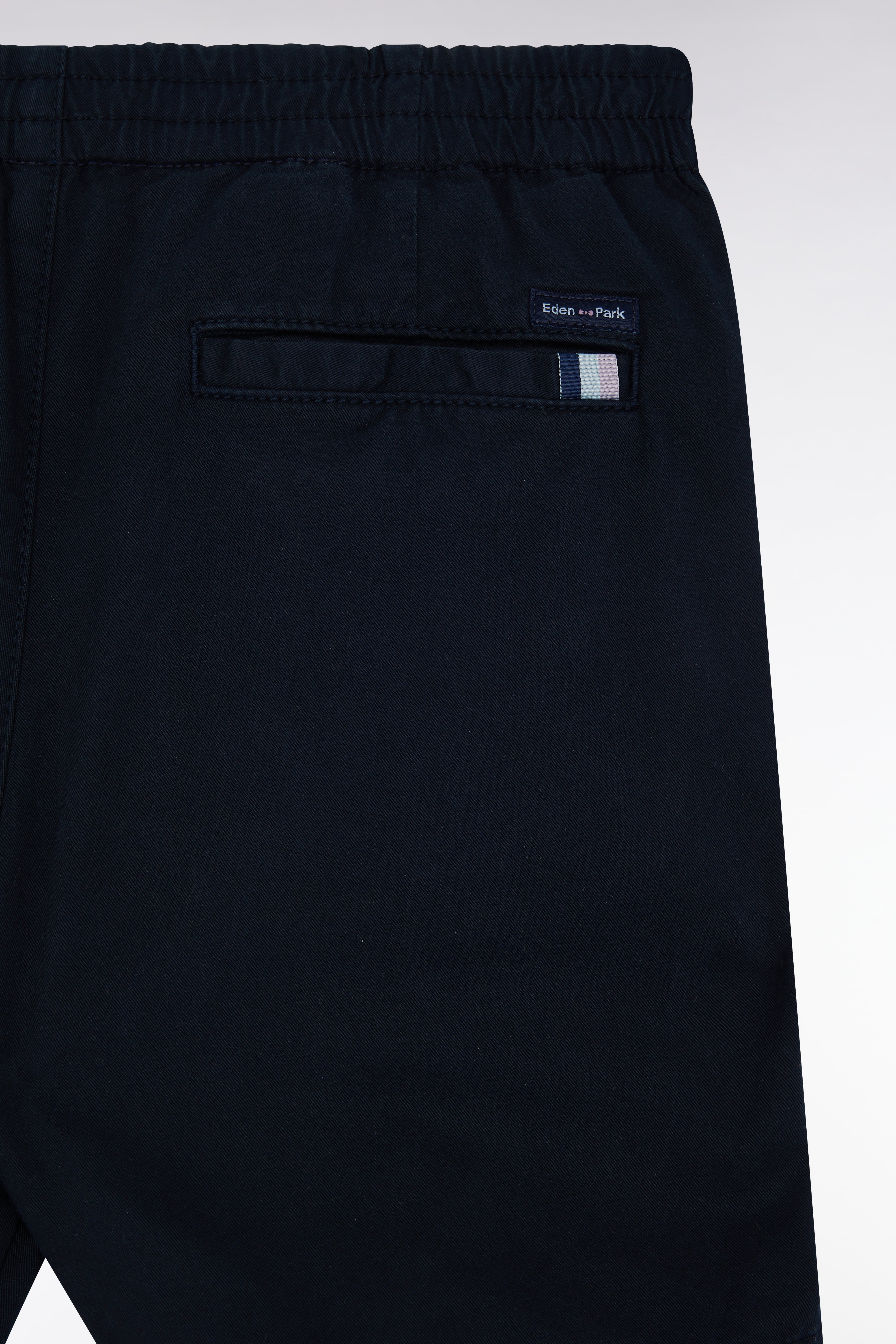 Bermuda en coton stretch taille élastiquée marine coupe droite