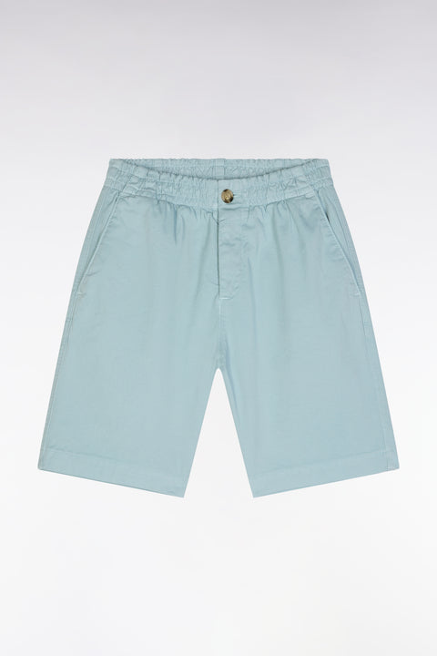 Bermuda en coton stretch taille élastiquée vert d'eau coupe droite - Image 1