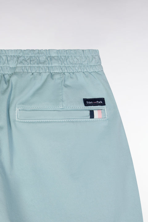 Bermuda en coton stretch taille élastiquée vert d'eau coupe droite - Image 2