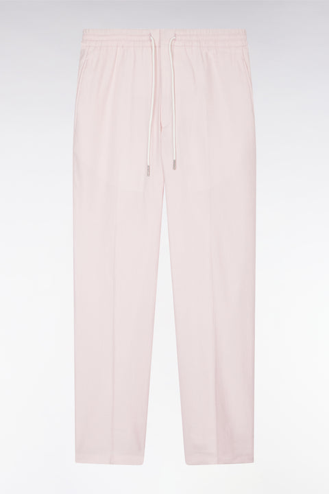 Pink linen and stretch cotton elasticated pants - Image 2