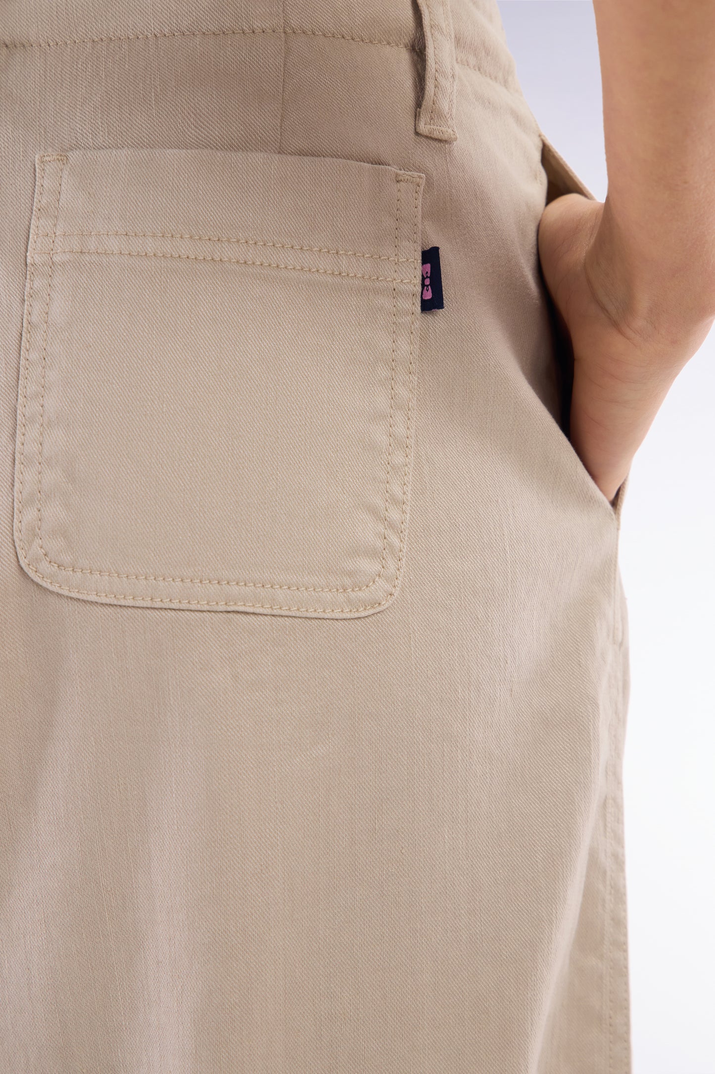 Relaxed fit beige stretch linen and cotton trousers