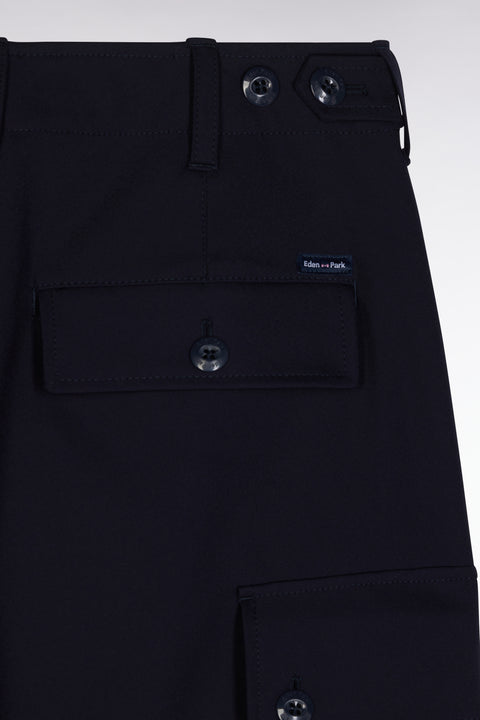 Cargo trousers in navy technical stretch crepe - Image 2