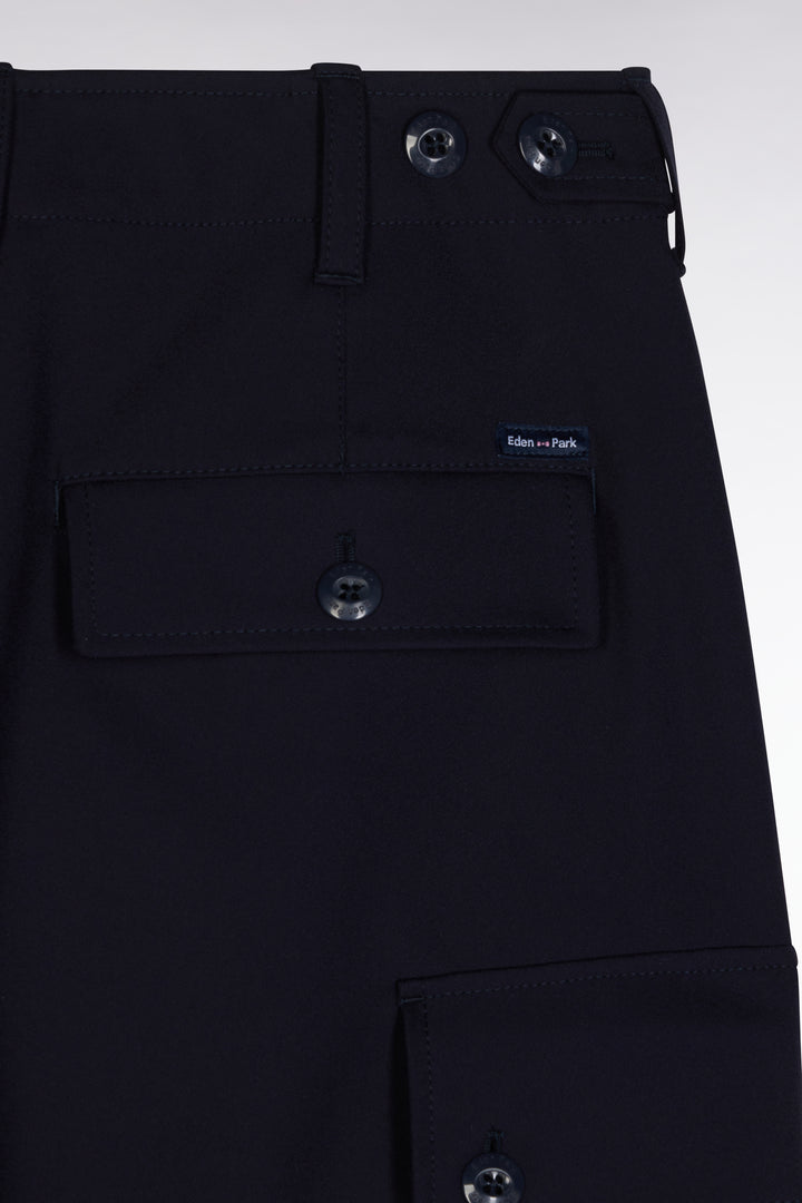 Pantalon cargo en crêpe stretch technique marine