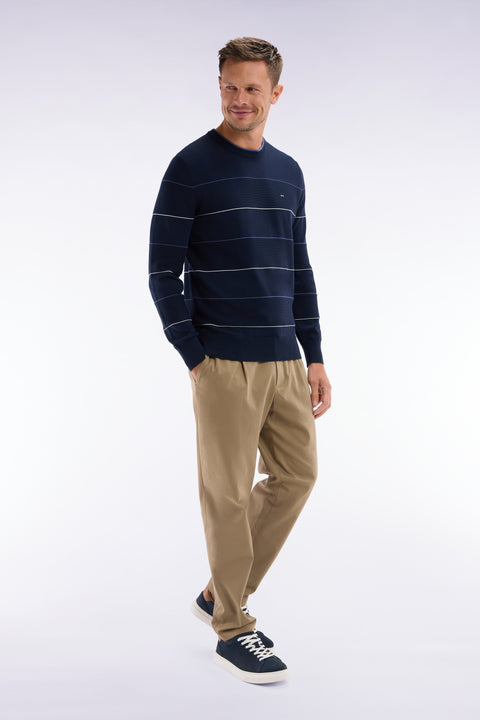 Pantalon à taille élastique en lyocell et coton stretch camel - Image 3