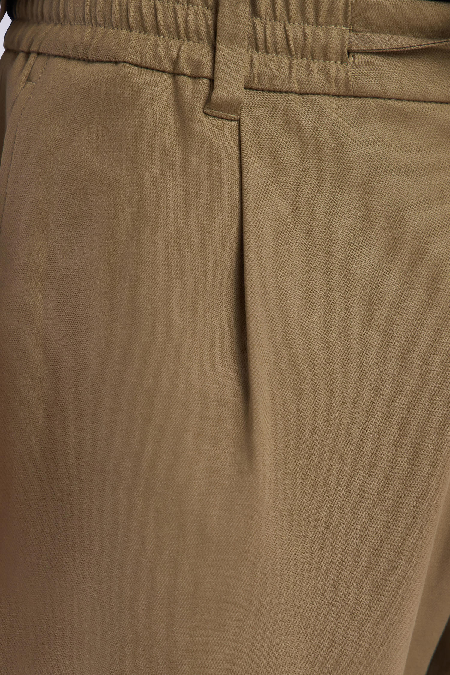 Pantalon à taille élastique en lyocell et coton stretch camel
