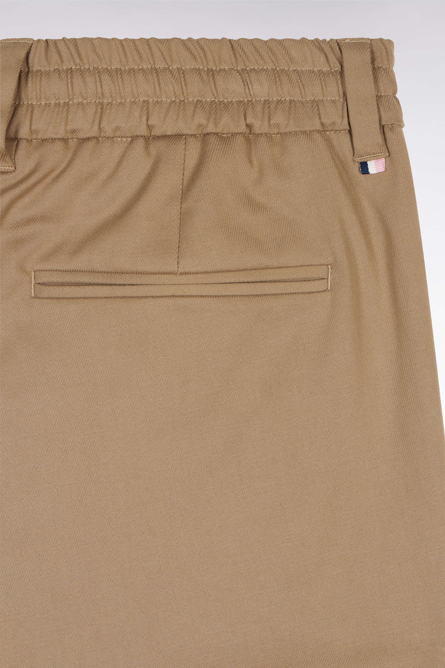 Pantalon à taille élastique en lyocell et coton stretch camel