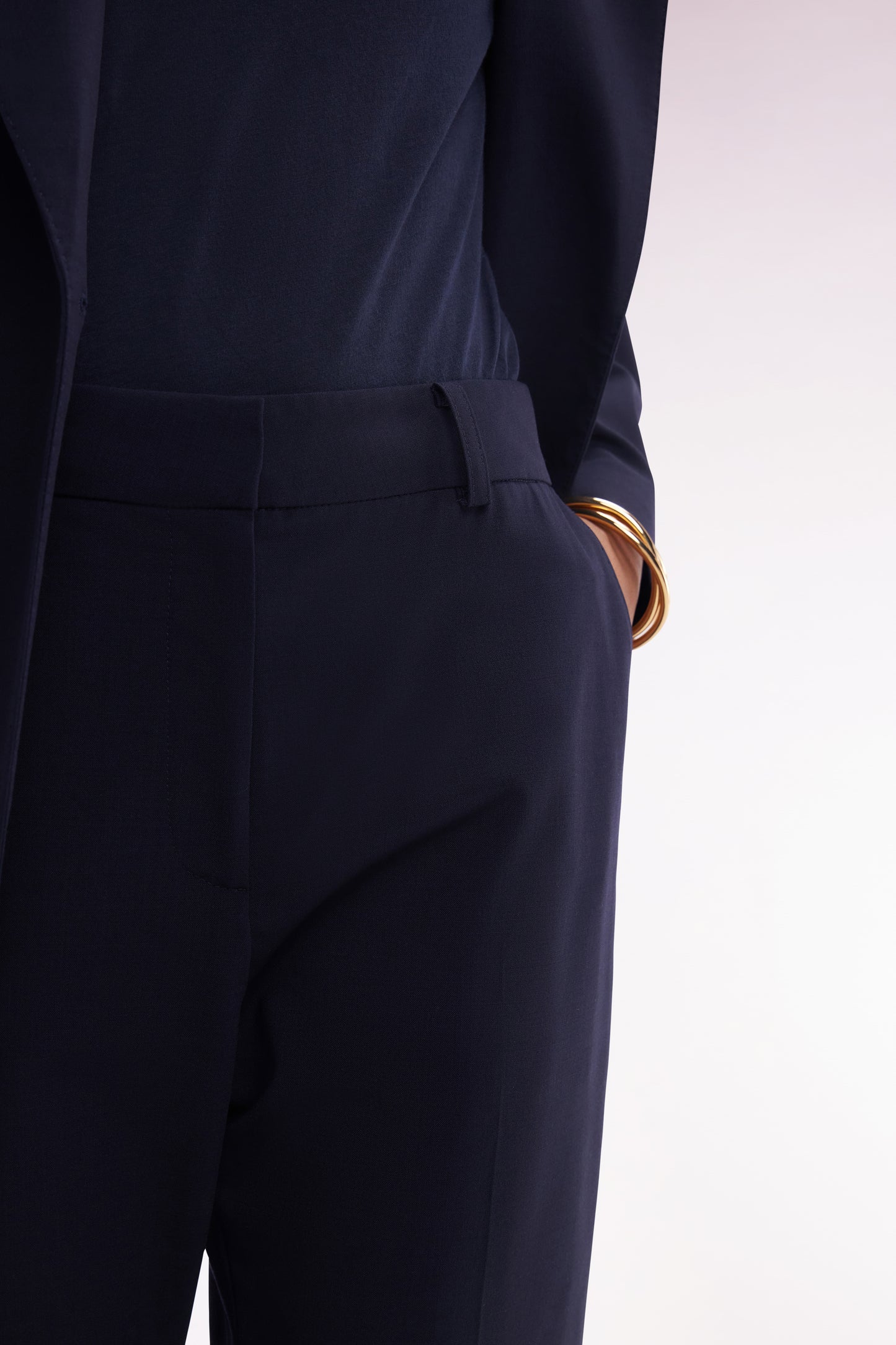 Straight cut navy virgin wool trousers