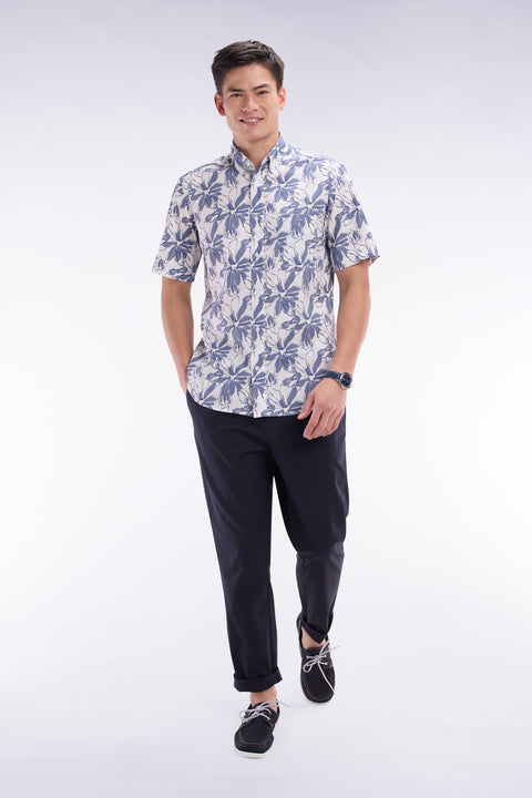 Pantalon chino à taille élastique en coton et lyocell stretch marine - Image 2