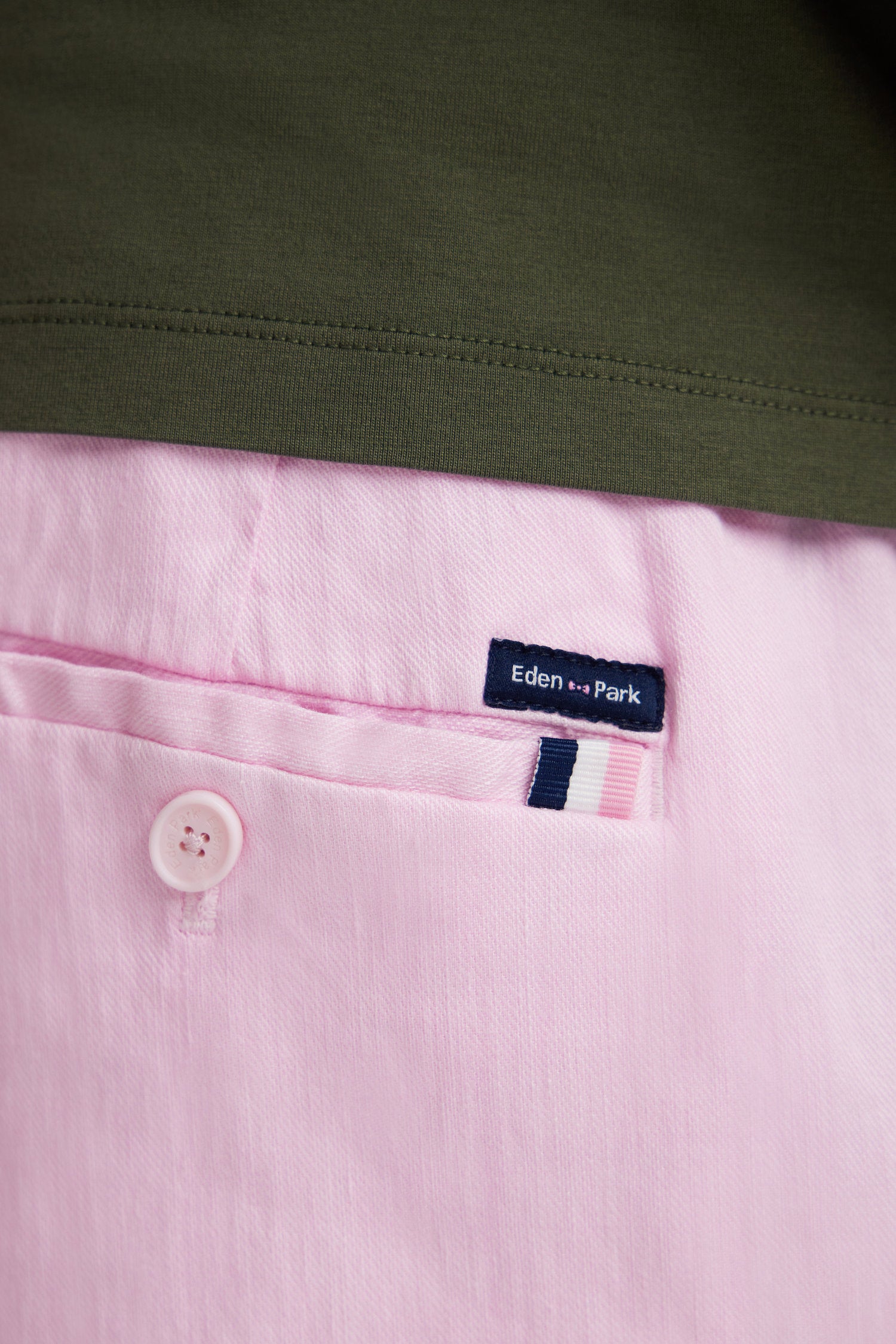 Pantalon fluide à taille élastique en lin et coton stretch rose