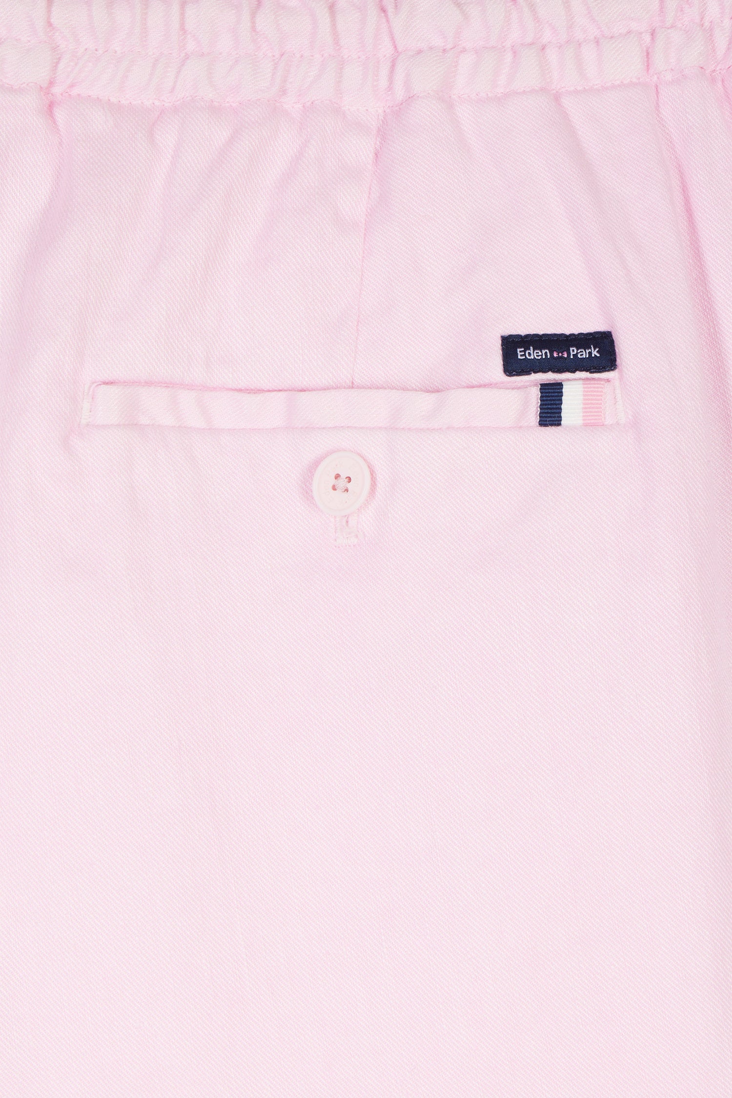 Pantalon fluide à taille élastique en lin et coton stretch rose