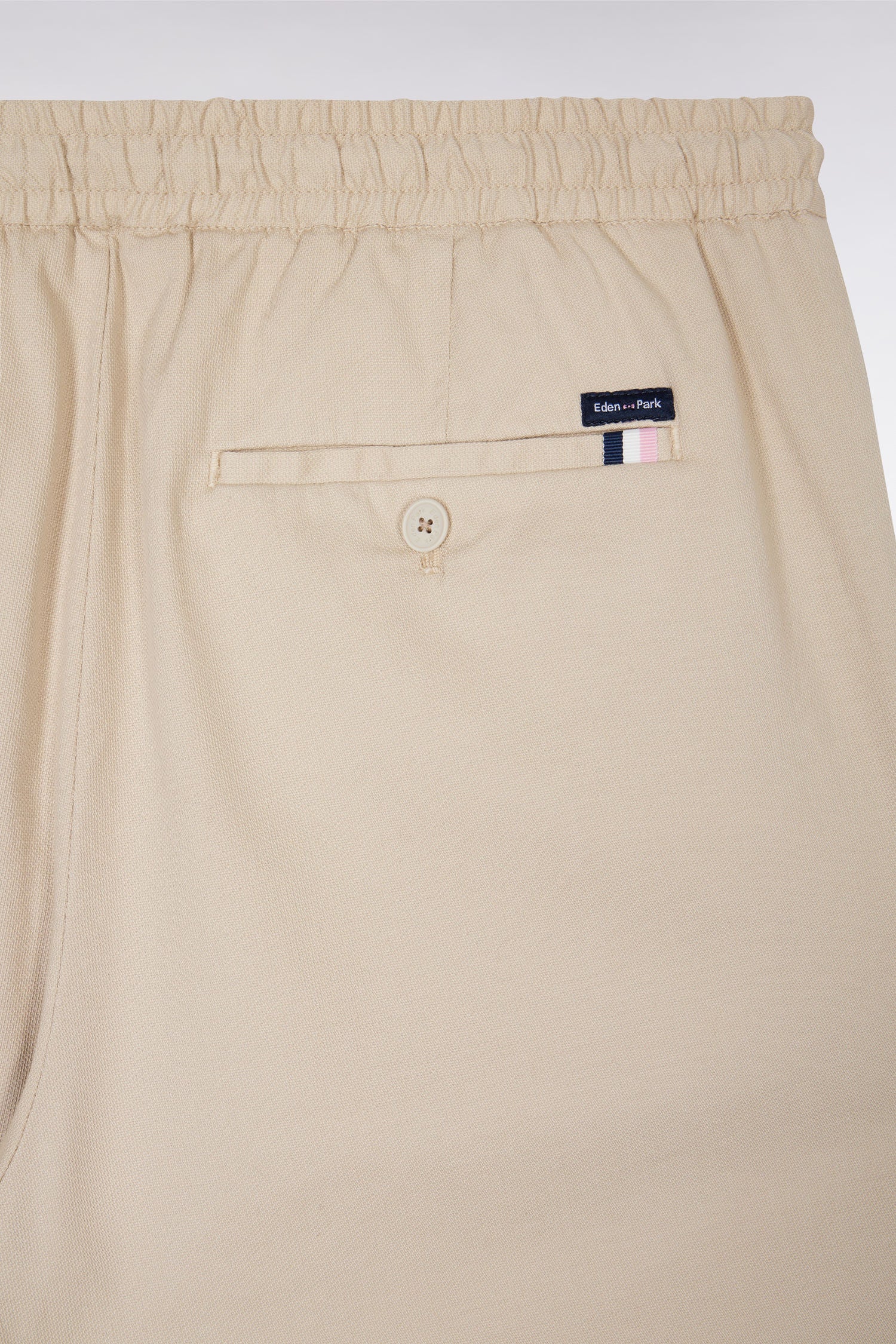 Pantalon à taille élastique en coton stretch coupe Modern beige