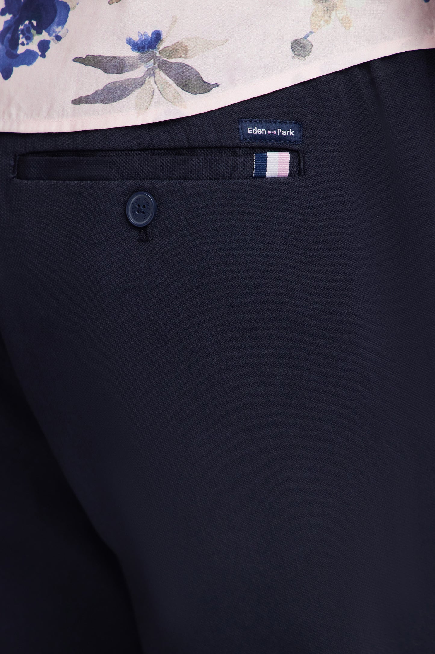 Stretch cotton navy elastic trousers in Modern fit