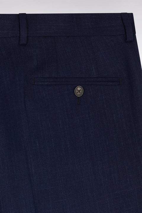 Elasticated trousers in navy stretch wool and cotton blend - Image 2