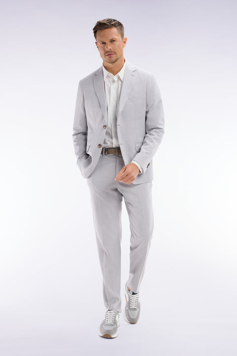 Elasticated trousers in grey stretch wool and cotton blend - Image 3