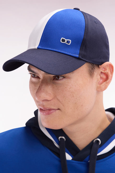 Casquette tricolore en twill de coton marine - Image 1