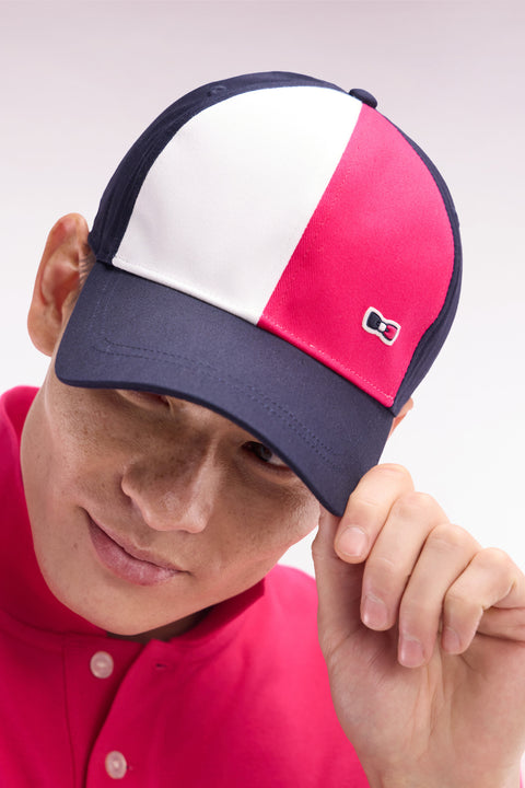 Casquette tricolore en twill de coton fuchsia - Image 1