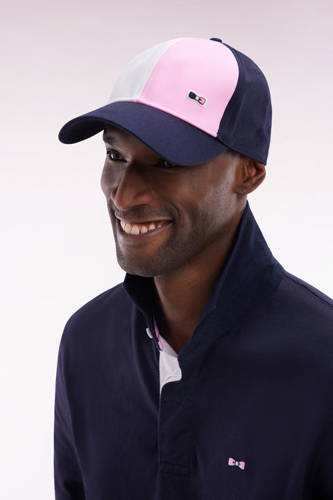 Casquette tricolore en twill de coton rose - Image 1