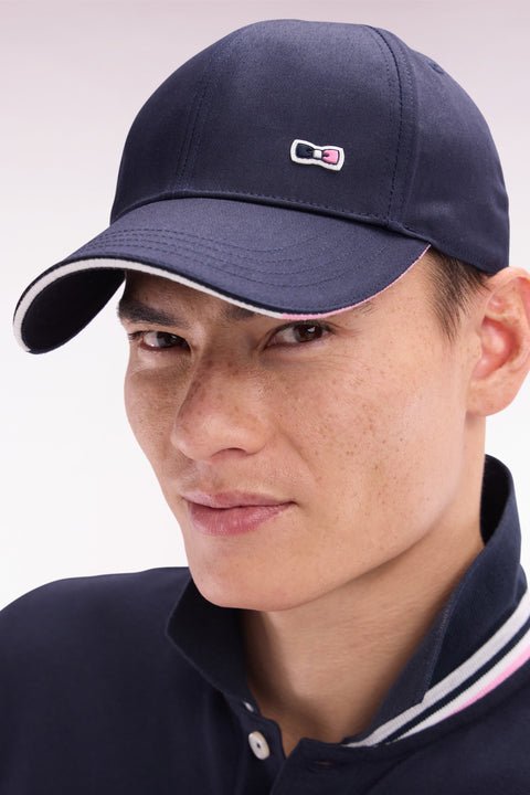 Casquette en twill de coton marine visière passepoilée - Image 1
