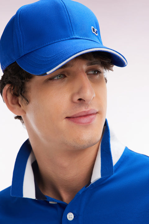 Casquette en twill de coton bleu visière passepoilée - Image 1
