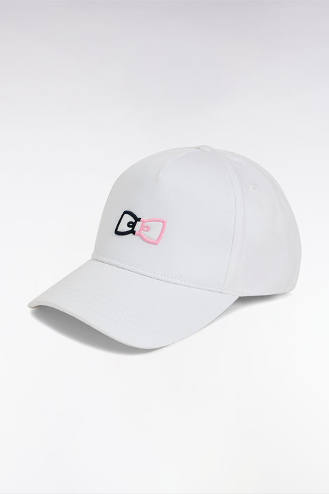 Casquette unie en twill de coton blanc broderies bicolores - Image 2