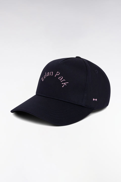 Navy cotton cap with pink Eden Park logo embroidery - Image 1