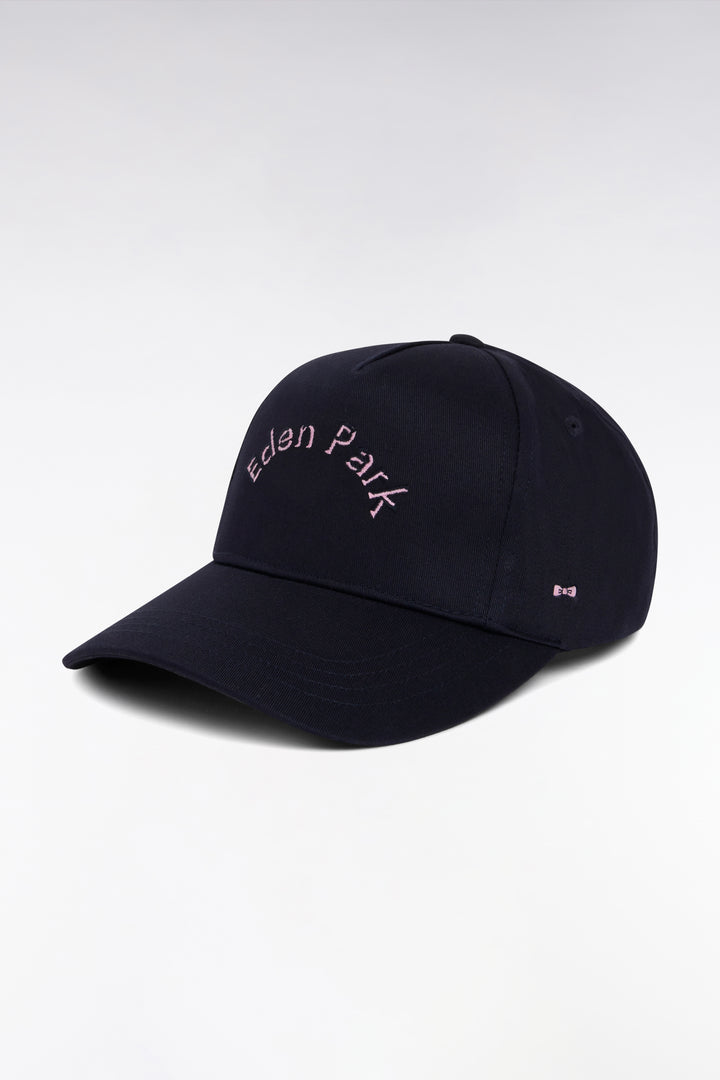Casquette en coton marine broderie Eden Park rose