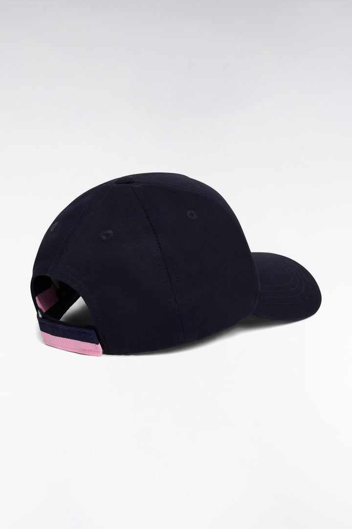 Casquette en coton marine broderie Eden Park rose