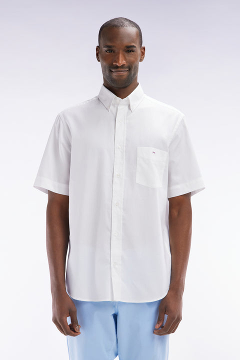 Chemise à manches courtes en coton blanc coupe droite - Image 1