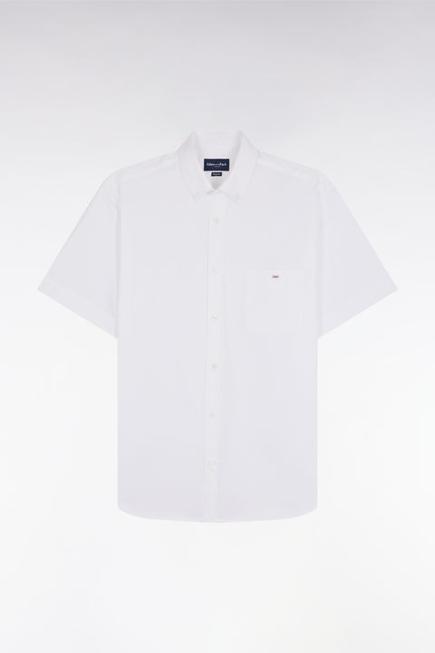 Chemise à manches courtes en coton blanc coupe droite - Image 2