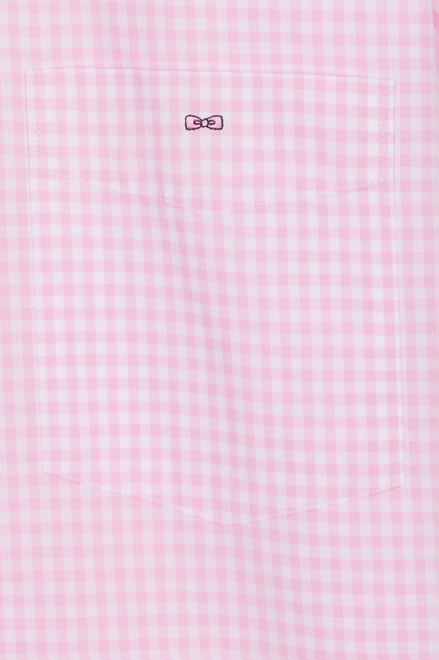Straight short-sleeved shirt in pink gingham cotton