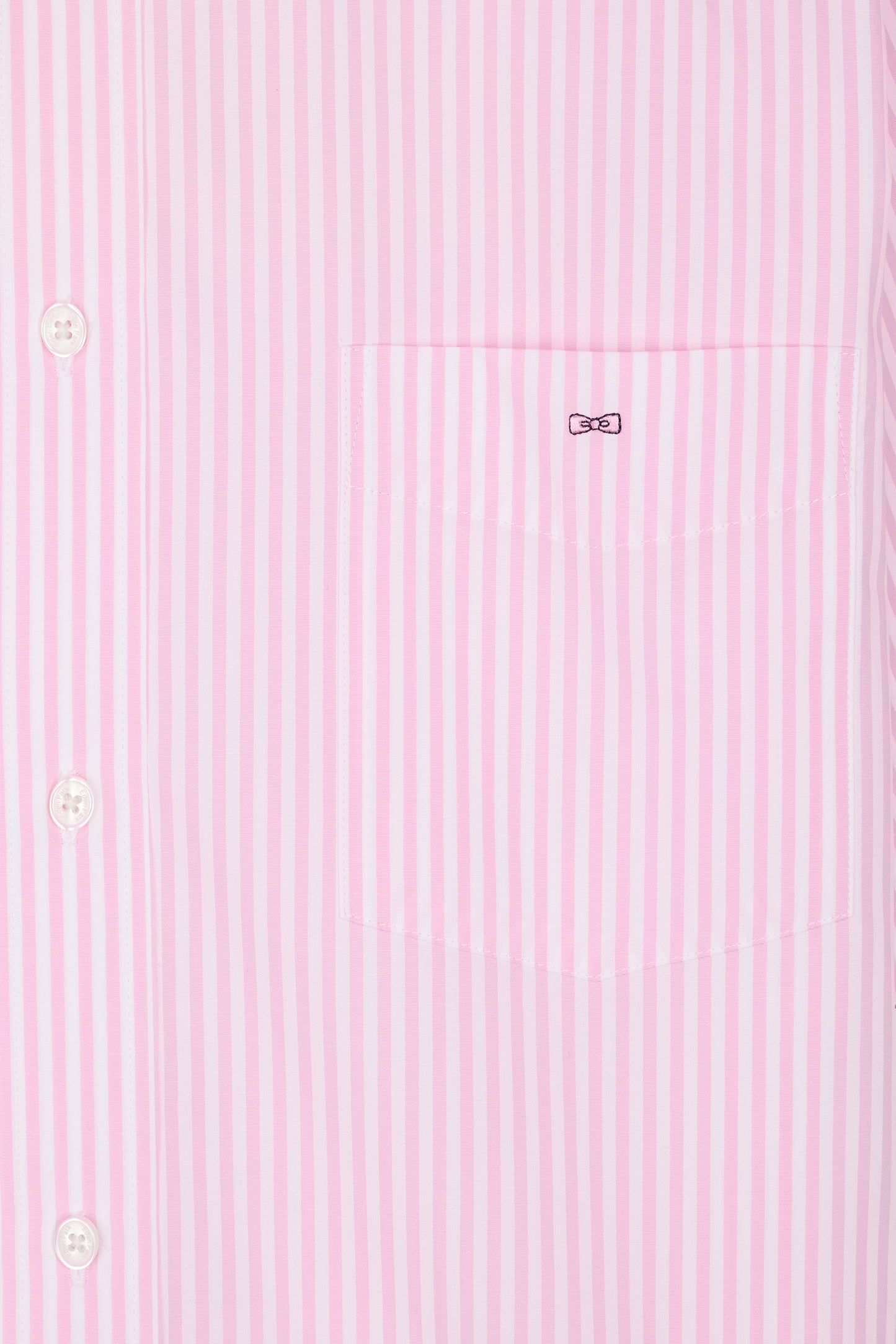 Straight short-sleeved shirt in striped pink cotton