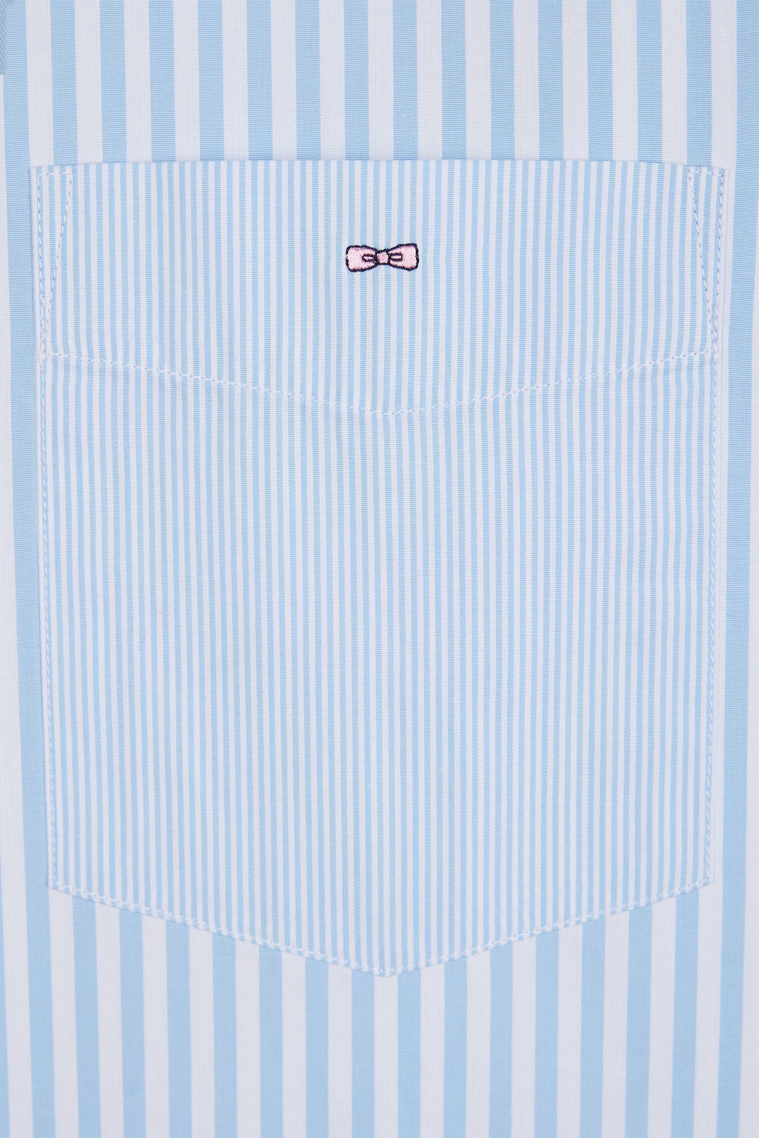 Chemise à manches courtes en popeline de coton rayée ciel coupe droite