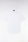 Straight short-sleeved white shirt in textured cotton