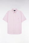 Straight short-sleeved pink cotton shirt